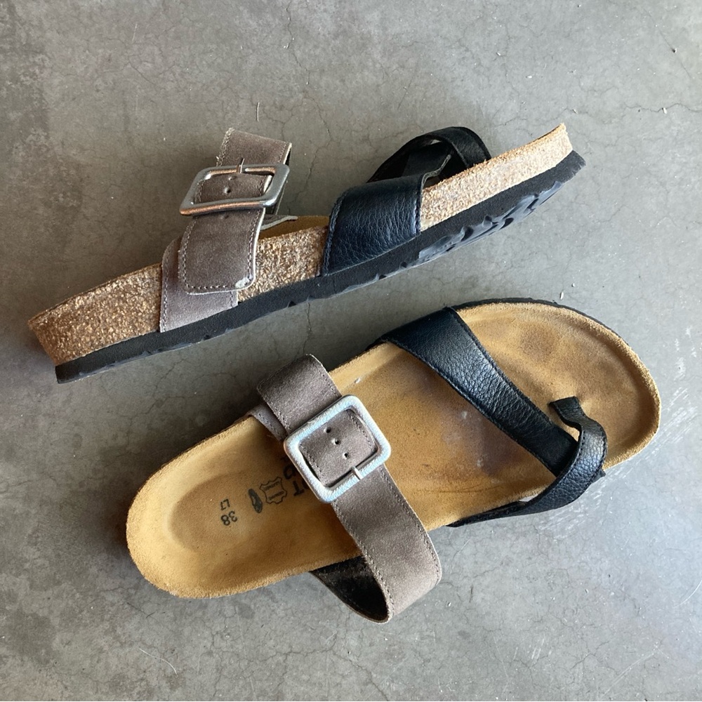 Naot Womens Fresno Leather Sandals  7.5 US 38 EU Cork Toe Loop Slide